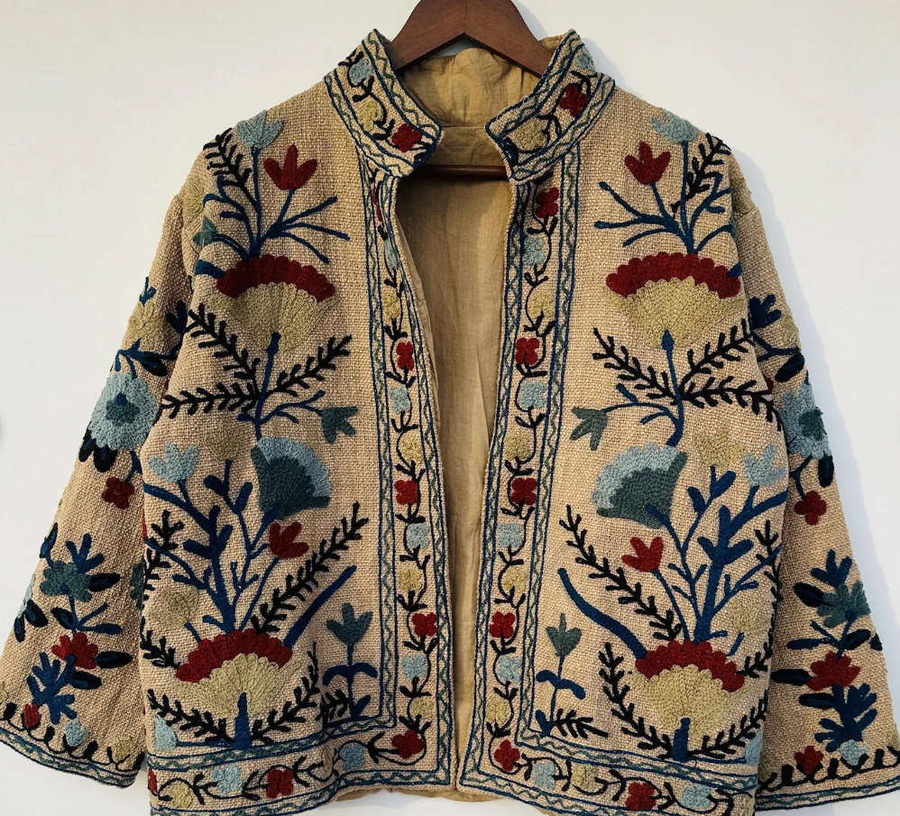 Suzani Embroidery Quilted Jacket: Ethnic Winter Coat