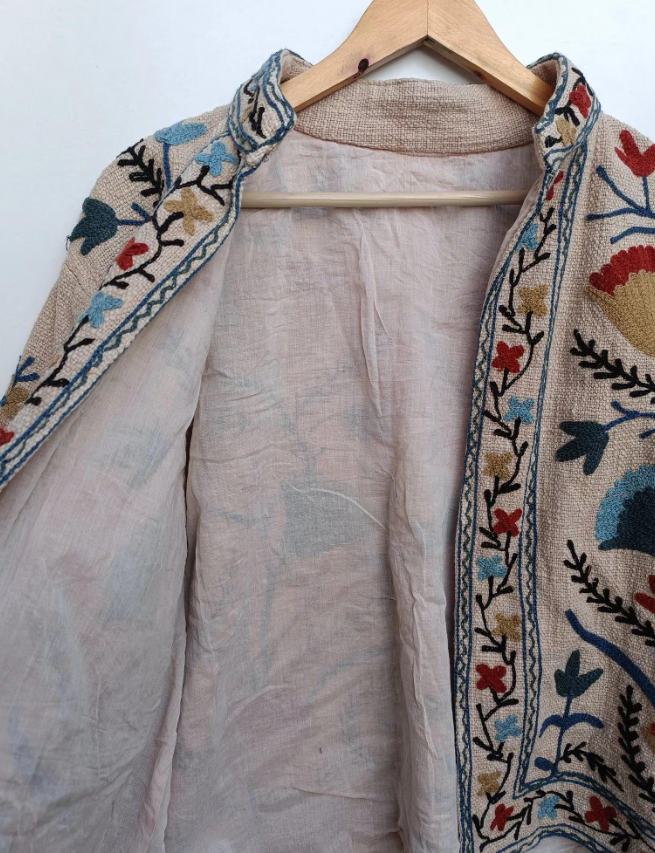 Suzani Embroidery Quilted Jacket: Ethnic Winter Coat