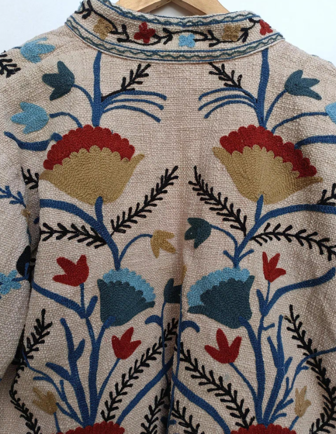 Suzani Embroidery Quilted Jacket: Ethnic Winter Coat